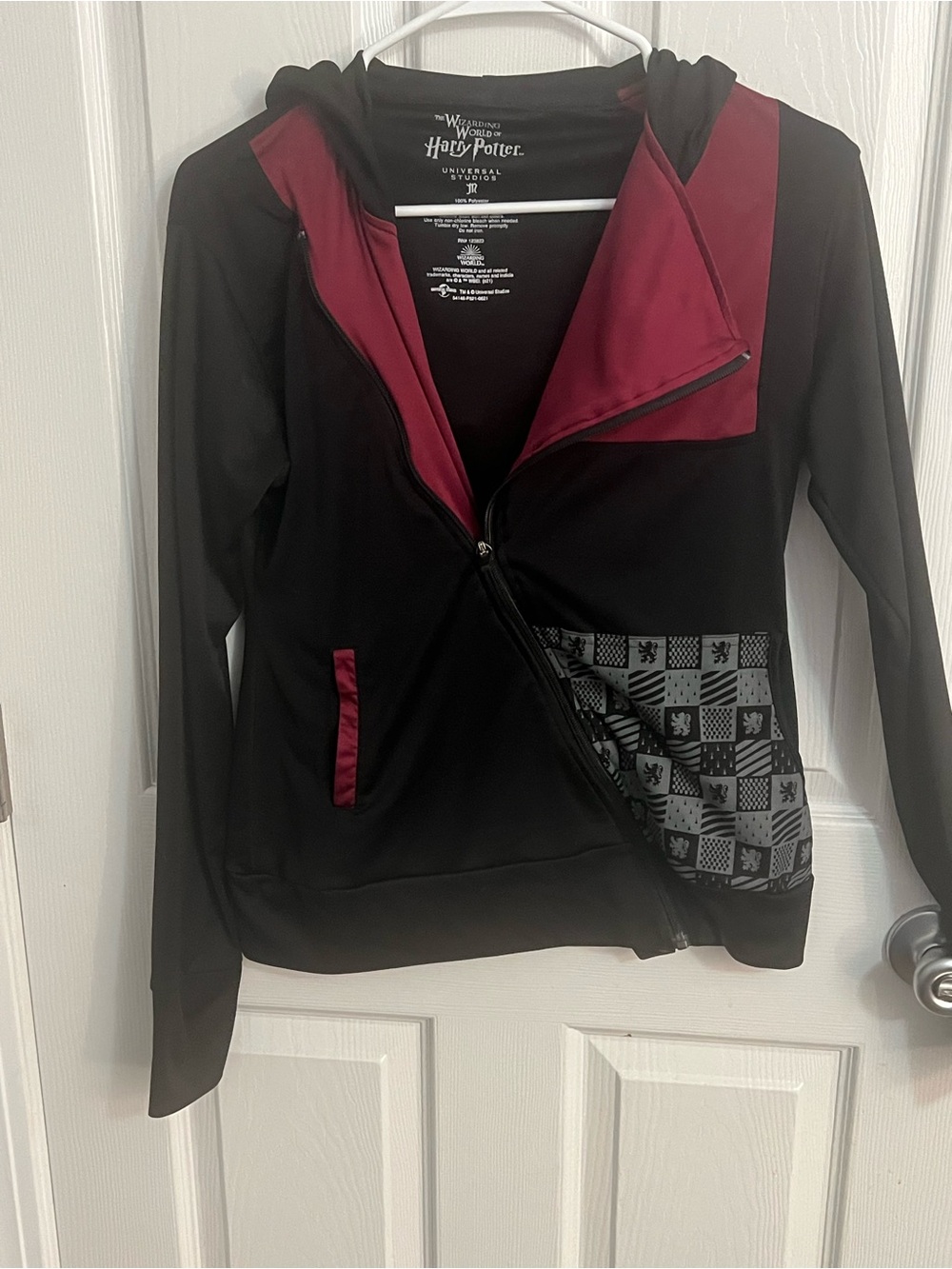 Warner Bros. Women's Black Jacket with Burgundy Trim and Checker Panel